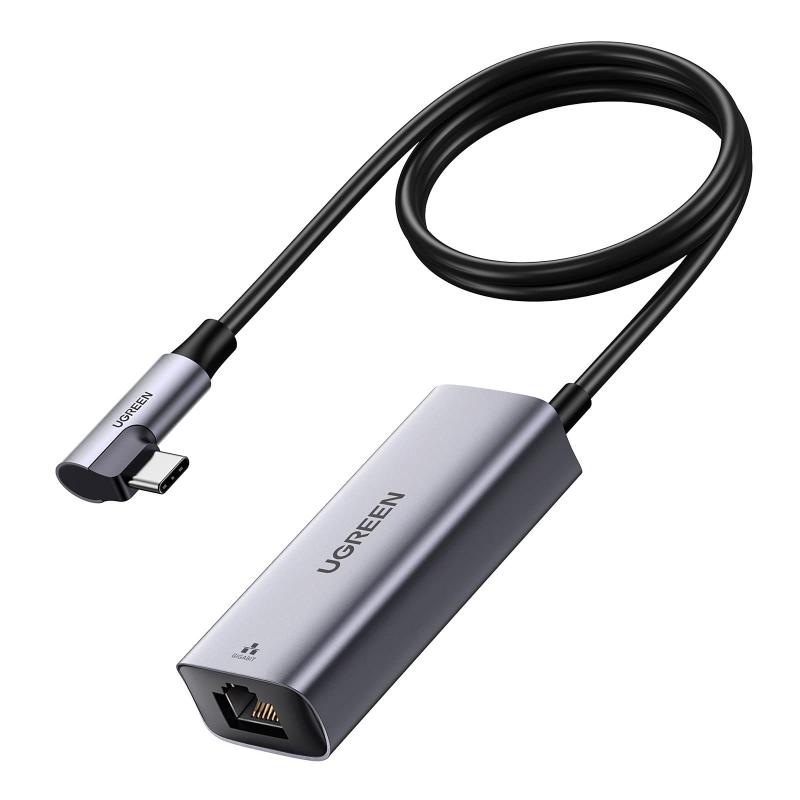 UGREEN USB-C 有線LANアダプター 2in1 RJ45 1000Mbps超高速 USB-C給電ポート付き PD急速充電 100Wまで対応 L字 1.2mケーブル MacBook iPad pro タブレット スマホに対応 ドライバ不要 イーサネットアダプター ウ