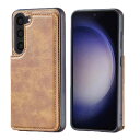 【 Viesa 】 背面カード 手帳型ケース Galaxy S23 Plus 5G / S23+ / docomo/au 対応 Samsung スマホ バックカバー ケース 手帳型 (ブラウン) 手作り 財布型 マグネット 薄 軽量 ポケット収納付き 背