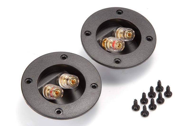 【丸型 ボックスタイプ バナナプラグ ×2本】埋込型 丸型 スピーカーターミナル 座 2個1組 WV-BT3-2