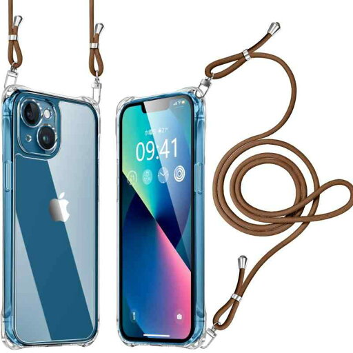 iPhone 13 ケース クリア ショルダー 耐衝撃 レンズ保護 肩掛け 首かけ 斜めがけ 縄掛け カバー 調節可能な 透明 落下防止 縦/横 紛失防止 2WAY (ブラウン) iPhone 13 ケース クリア ショルダー 耐衝撃 レンズ保護 肩掛け 首かけ 斜めがけ 縄掛け カバー 調節可能な 透明 落下防止 縦/横 紛失防止 2WAY (ブラウン)