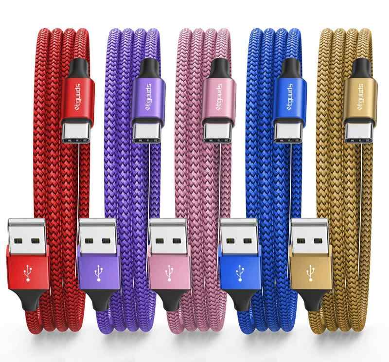 USB Type C ケーブル【5本セット 0.6m】急速充電 QC3.0 タイプc ケーブル 短い 高速データ転送 cタイプ 60cm 高耐久ナイロン Xperia XZ3 XZ2 XZ、Switch、Galaxy S20 S10 S9 A20 A21 Note 10 9 8、LG、Xiaomi, その他Android【持ち運びに便利】この短いUSB Type C ケーブルは邪魔にならない0.6メートル、外出時に自転車やモバイルバッテリーと接続し持ち歩いて、或いはカバンやポーチにの中に入れて持ち運びも楽です。カラフルな色組み合わせのcタイプ ケーブルはデバイスの色に応じて利用できす。【急速充電とデータ転送】最大3A電流(Quick charge 3.0対応)の出力により、安定してフルスピード充電を提供します。USB 2.0で高速データ転送(最大480Mbps)が可能でき、映画、ファイル、曲などを素早く転送し、お客様の貴重な時間が大幅に節約できます。充電器と接続機器がすべてQC3.0に対応している場合のみ、急速充電を実現します。【優れたの高耐久性】高品質ナイロン被覆で80Nの引っ張り強度試験と20,000回以上曲げ試験にも合格した高耐久Type-C ケーブルは、コネクタ部分にもアルミニウム合金製ので繰り返しの抜き挿しても耐えられて、一般的なケーブルより5倍以上長持ちします。【より安全＆安定】最新のスマートチップと充電保護システムを搭載し、デバイスを短絡、過充電、過熱などから高安全保護します。さらに、太い銅製心線を採用し、電気抵抗が低く、データ損失も最小限に抑えます。タイプc 充電ケーブルの高効率の充電とデータ転送をします。【幅広い互換性】etguuds Android 充電ケーブル タイプcはXperia XZ/XZs/ XZ2/10/10 Plus、Galaxy S20/S10/S10+/S10E/S10 plus/S9/S8/A20/A21/A30/A51/M21/M30/Note20/10/9/8、MotoZ3 Z4 G8 G7 Power、Mi Mix 2/Mi Mix 2s/Mi Max 3/ Mi 5s/Mi 5s Plus/Mi 6 、LG G7/G6/G5/V20/V30、Switch等に対応します。