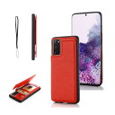 【OULO】Galaxy Note20 用 ケース レザー 人気 カード収納 スマホケース 耐衝撃 軽量 スタンド機能 薄い 背面 IC カード入れ 手帳型 財布型 カバー(レッド)ギャラクシーノート20 サムスンnote20 Red(3)