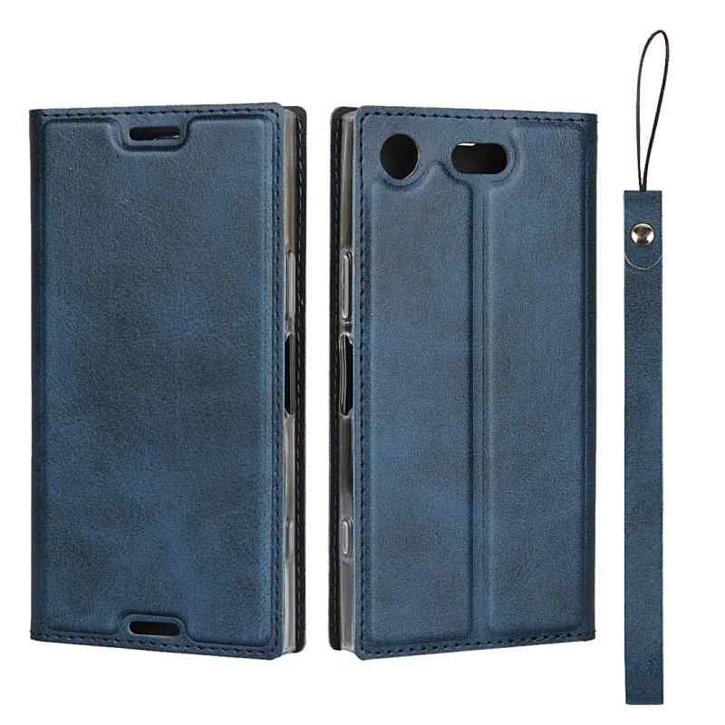 ソニー Xperia XZ1 Compact SO-02K 4.6インチ ケース 手帳型 エクスペリア xz1 コンパクト カバー Zouzt ストラップ付き PUレザー 薄型軽量 ベルトなし スタンド カード収納 マグネット 衝撃吸収 4色 ブ