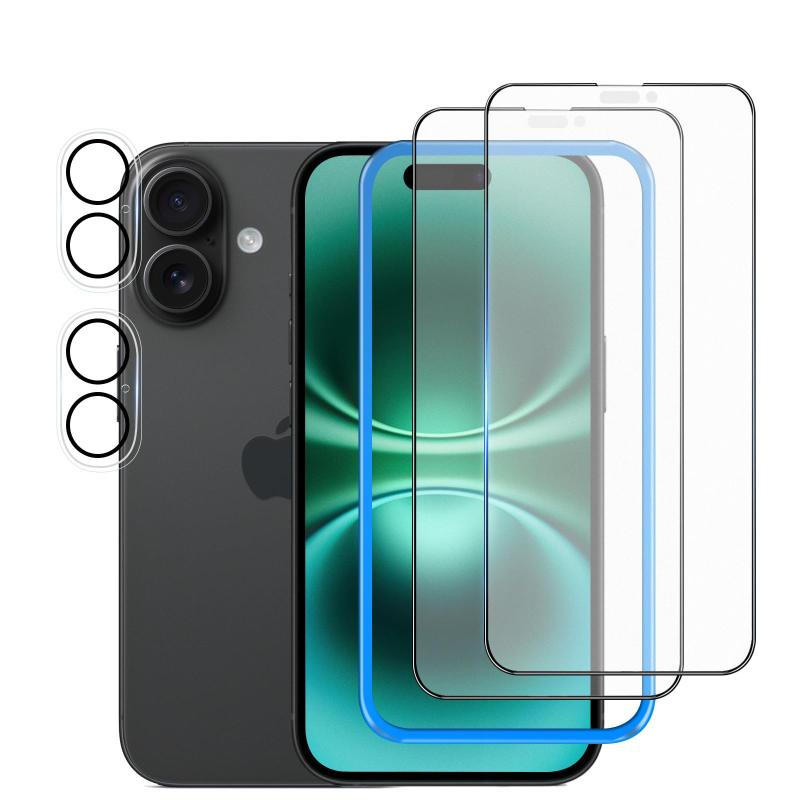 XungHo アンチグレア iPhone16Plus 用 ガラスフィルム さらさら【2枚】【ガイド枠付き】 液晶保護 フィルム ゲーム用 タッチ感 強化ガラス サラサラ アイフォン16プラス 用 （6.7インチ） 全面保護