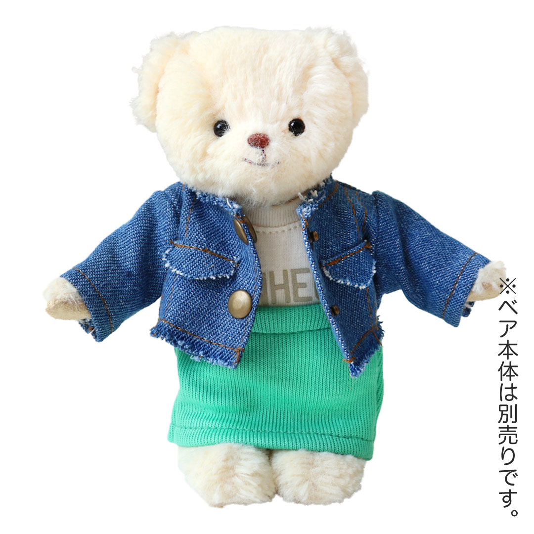 TBタイトスカート＆Tシャツ＆デニムジャケット 4Sサイズ 12cmベア用【※テディベアは別売り】 ぬいぐるみ テディベア お洋服 コスチューム プティルウ [6点までメール便対応可]