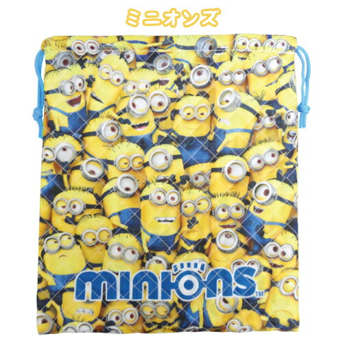 【M】【DM便配送対応】ミニオンズ　キルティング巾着Lサイズ【入園/入学グッズ/MINIONS/キャラクター/巾着/体操着袋/巾着袋/小学校/幼稚園/保育園/キャラクター/キャラクター巾着】【1801】