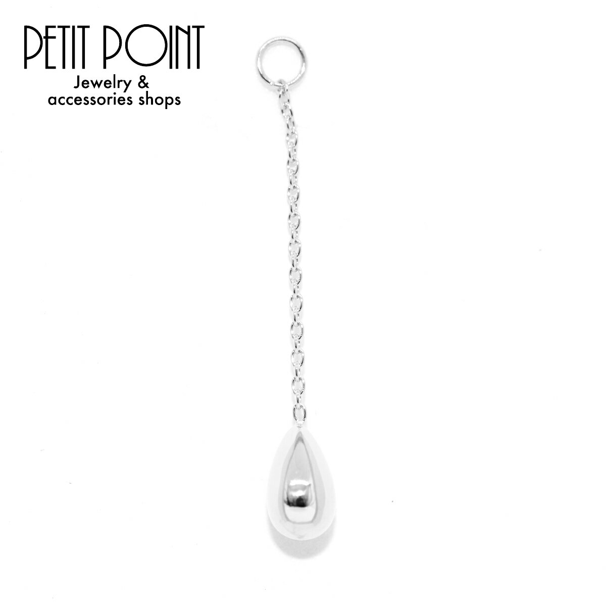 K14WG しずく&チェーンのロングチャーム(Lサイズ)チャーム パーツ ドロップ 雫 ホワイトゴールド 14金【JACKET-1662】シングル・パーツ(1...