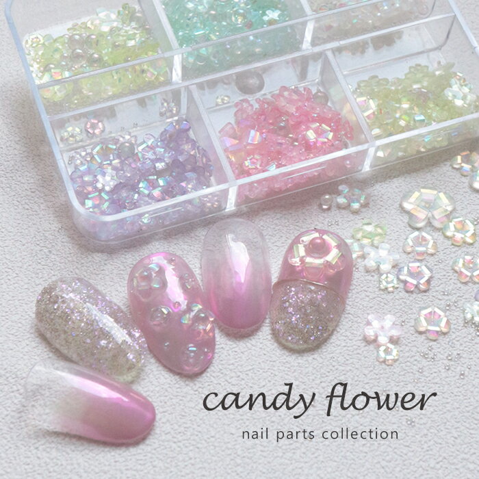【最安値に挑戦】キャンディーフラワー6色セット ネイル ジェルネイル ネイルパーツ パーツ フラワー 花 ブリオン オーロラ