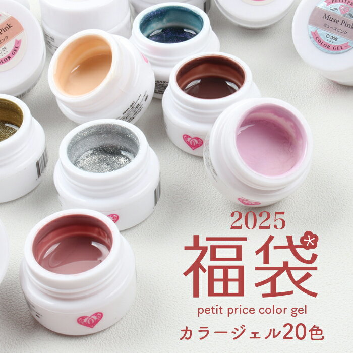メール便 2024年福袋 カラージェル20色セット 福袋 HAPPYBAG 1000円 ぽっきり カラージェル ジェルネイル ジェル プチプラ プチプラカラージェルのサムネイル