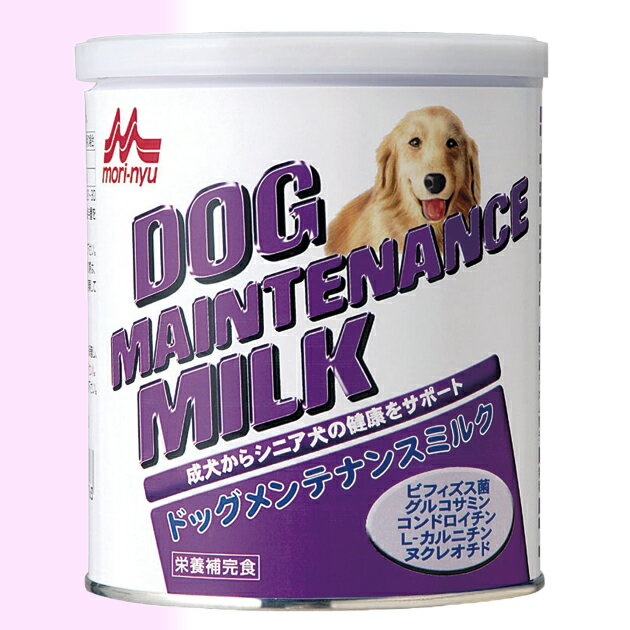 成犬・シニア犬の健康のために特別に調製されたミルク。 乳糖を調整し、おなかの健康をサポートするビフィズス生菌とミルクオリゴ糖を配合。 ■商品の特徴 吟味された原料を使った国産品。 栄養バランスや健康が気になったときに適した栄養食。 脂肪代謝、脳の機能に関与するL-カルニチンを配合。 おなかの健康を守るビフィズス生菌配合。 ビフィズス菌を増やすミルクオリゴ糖を配合。 皮膚と毛づやのためにビタミン、ミネラル強化。 下痢をしないよう乳糖を牛乳の1/6以下に調整。 ■容量／280g ■原材料 乳たん白質、デキストリン、動物性脂肪、脱脂粉乳、植物性油脂、食物繊維、ブドウ糖、ビフィズス生菌、乾燥酵母、コンドロイチン硫酸、グルコサミン、メチオニン、L-アルギニン、L-シスチン、L-カルニチン、ミルクオリゴ糖、pH調整剤、乳化剤、ビタミン類（A, D, E, B1, B2, B6, B12, C, パントテン酸, ナイアシン, 葉酸, ビオチン, コリン, β-カロテン）、ミネラル類（Ca, P, K, Cl, Mg, Fe, Cu, Mn, Zn, I, Se）、イノシトール、ヌクレオチド、香料（バター, ミルククリーム）
