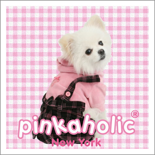 PINKAHOLIC NEWYORK(ピンカホリック ニューヨーク)レイヤード風チェックカーバーオール『犬服/ドッグウェア』NAKD-OP309【全国送料無料(メール便のみ)】