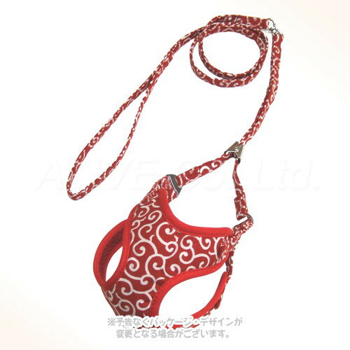 コットンカラクサソフトハーネス・リード SS レッド 「岡野製作所」【全国送料無料(メール便のみ)】(4.0)