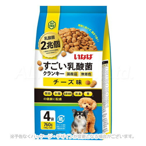乐天商城 - いなば すごい乳酸菌クランキー チーズ味 760g(190g×4袋) 「いなばペットフード」【合計8,800円以上で送料無料(一部地域を除く)】