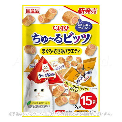 乐天商城 - CIAO ちゅ〜るビッツ まぐろ・ささみバラエティ 12g×15袋 「いなばペットフード」【合計8,800円以上で送料無料(一部地域を除く)】