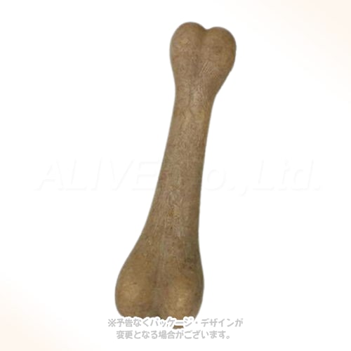 木の端材を活用した丈夫で自然の風合いのカミカミ玩具。 商品の特長 地球環境に配慮し、木の端材（パイン材）を活用したエコな犬用おもちゃ。 硬質なナイロン樹脂に天然木を混ぜて固めた、丈夫で壊れにくい設計。 木の自然な風合いと香りでワンちゃんの噛みたい欲求をしっかり満たします。 しっかり噛むことで歯と歯ぐきの健康維持やストレス解消に役立ちます。 小型犬〜中型犬に適したボーン（骨）形状で持ちやすく噛みやすい。 サイズ M 幅45mm×高さ130mm×奥行38mm 材質・原材料 ナイロン、天然木（パイン材） 製造・生産国 中国 注意事項 本品は犬用おもちゃです。用途以外には使用しないでください。 愛犬のサイズや噛む力に合わせてお選びください。 掲載画像はイメージです。画面環境により実物と色味が異なる場合があります。また、商品のデザインや仕様は、予告なく変更・リニューアルされる場合がございます。ご理解ご了承の上ご注文下さいませ。