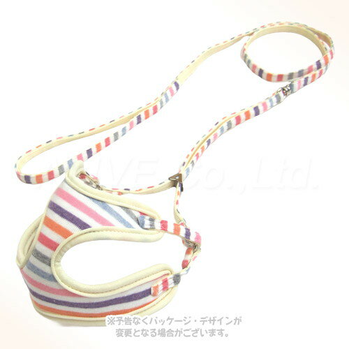 Collars, Harnesses, Leashes - ストライプソフトハーネス・リード 3S マルチホワイト 「岡野製作所」【全国送料無料(メール便のみ)】