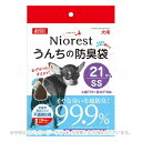 イヤな臭いを超防臭！ 商品の特長 イヤな臭いを閉じ込める防臭袋です。 7層構造の特殊フィルムで臭いを閉じ込める。 中身が見えにくく結びやすいソフトな袋！ 内容量 21枚 サイズ SS 約幅170×長さ270mm 原材料 ポリエチレン等 製造・生産国 中国 注意事項 本品はペットの排泄物処理を目的とした袋です。その他の目的には使用しないでください。 窒息などの危険がありますので、ペットやお子様の手の届かないところに保管してください。 処理は自治体の定める区分に従ってください。また、本品をトイレに流さないでください。 直射日光を避けて保管してください。 火気のそばに置かないでください。 結んだ部分より上の汚れは防臭できません。 鋭利な物や突起物を入れたり、ひっかけたりすると破れることがあります。 極わずかずつ漏れる匂いがペール等に溜まると臭いを感じることがあります。 備考 耐冷温度：-20℃