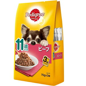 【期限切れ・賞味期限2025年3月11日】ペディグリー 11歳からの ビーフ 70g×3袋 ※パッケージに若干の難(シワなど)がある場合がございます。 ドッグフード ウェットフード シニア犬