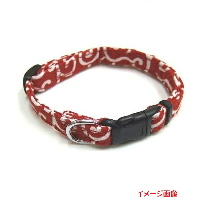 【在庫処分品】岡野製作所　コットンカラクサカラー ＃10　レッド　唐草模様　軽便タイプ　猫・超小型犬用　首輪
