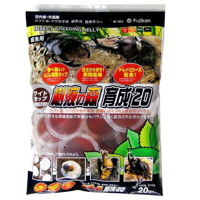 【在庫処分品】フジコン ワイドカップ 樹液の森 育成20 （16g×20個）　昆虫ゼリー 賞味期限2024年11月末日