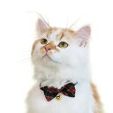 ポイント10倍 要エントリ-【メール便】CAT Amo.k アモワークス キャット チェックリボン カラー ホワイト レッド ブラック S M サイズ 猫用首輪 セーフティバックル 810002