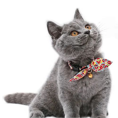 【メール便】CAT Amo.k アモワークス キャット　 J-万華鏡 カラー レッド ブラック S M サイズ 猫用首..