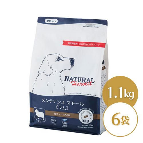 【期限最新】 ナチュラルハーベスト メンテナンススモール ラム 1.1kg×6袋 ドッグフード ドライ 成犬用 シニア犬用 普通粒 中粒 犬 犬のご飯 犬用フー...