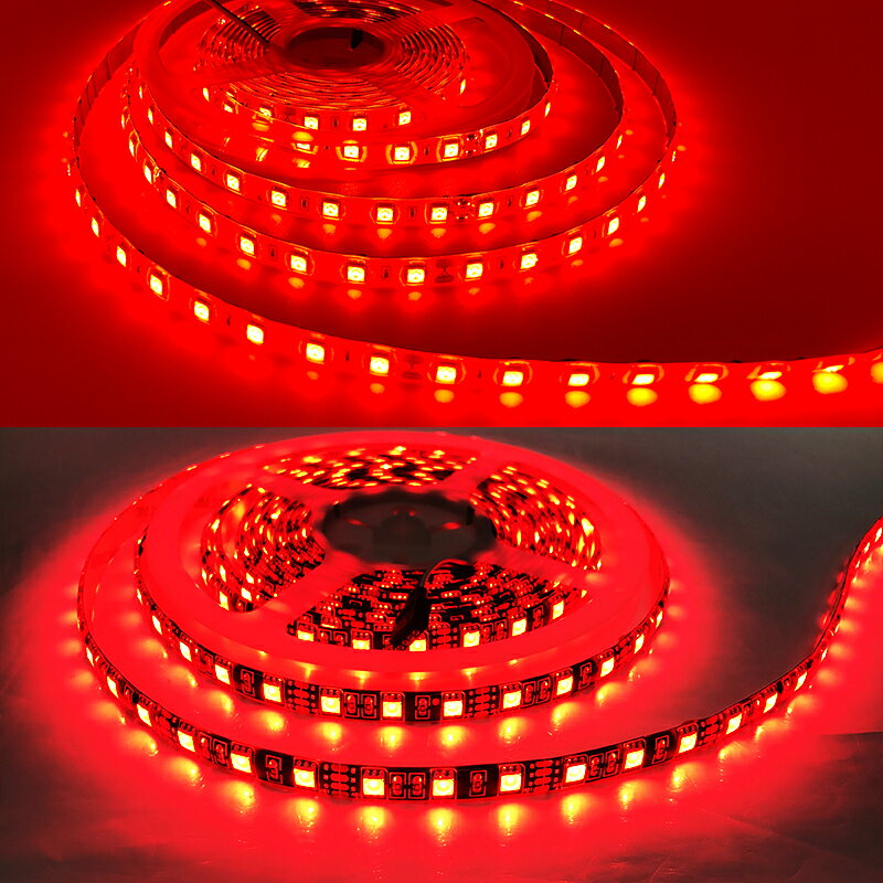 SMD5050 5m 防水 DC24V LEDテープライト LEDテープ 白ベース 赤 レッド カウンタ照...