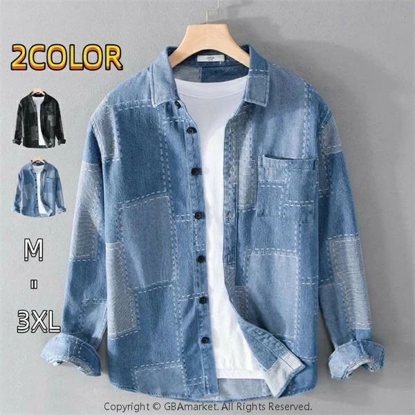 Casual Shirts - メンズ　デニムシャツ 長袖シャツ メンズ メンズ 紳士 男性用 男性 デニム メンズ 秋服 秋物 オシャレ デニムワークシャツ メンズ おしゃれ シャツ エスタンシャツ メンズ