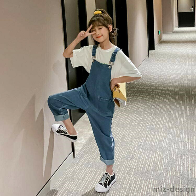ときどき雑貨の【送料無料】子供服 春 通学 長ズボン 可愛い おしゃれ ガールズ サロペット サロペット ノースリーブ 女の子 ジャンプスーツ ジュニア 袖なし キッズ 女児 かっこいい オーバーオール｜アングル3