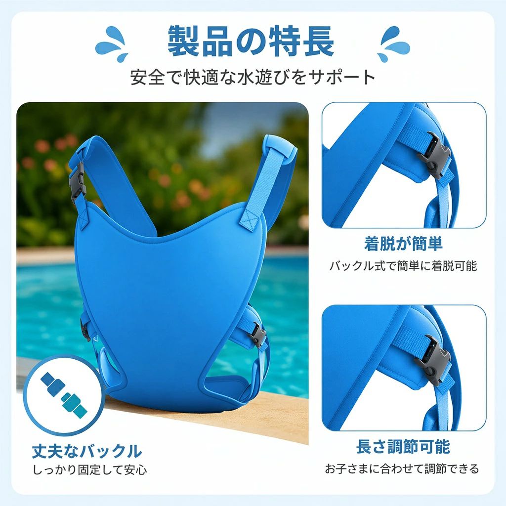 抱っこ紐 水遊び ウォーター スリング ベビーキャリア 水中 水陸両用 ネオプレン ...