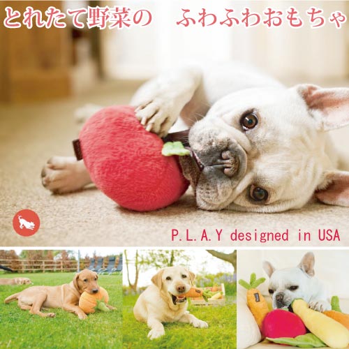 犬 おもちゃ 音が鳴る ぬいぐるみ P.L.A.Y. TOY ★ にんじん ★ かわいい 犬用 おもちゃ Garden Fresh Plush Toys （ ガーデンフレッシュ ） Carrot キャロット PLAY プレイ トイ 洗濯可 小型犬 中型犬 大型犬 ダックス シュナウザー 柴犬 フレンチブルドッグ 3