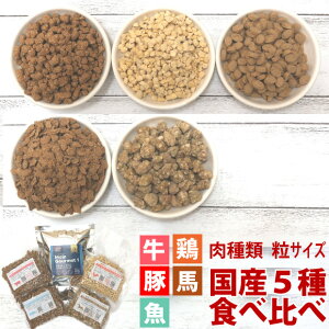 ドッグフード 国産 無添加 6種　食べ比べ お試し サンプル セット（ 吉岡油糧 銀座ダックスダックス ビッグウッド ） おためし 牛肉 魚 鶏肉 馬肉 豚肉 鹿肉 大粒 小粒 子犬 成犬 老犬 犬 全年齢 全犬種 低カロリー 高カロリー