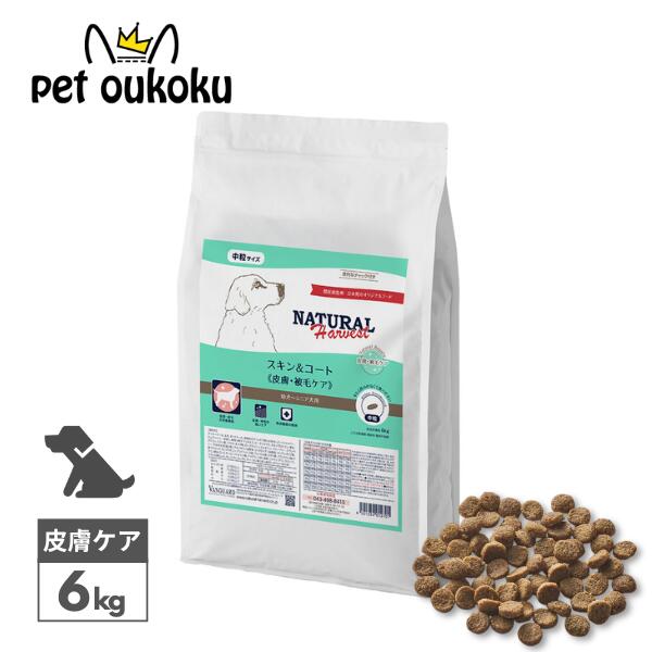 ナチュラルハーベスト スキン&コート 6kg 皮膚・被毛ケア 中粒 犬用 4521254012701