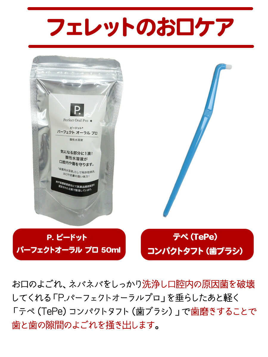 【セット商品】買ってよかった！組み合わせセット3 P.ピードット パーフェクトオーラル プロ50ml+テペ（TePe）コンパクトタフト（歯ブラシ）フェレット お手入れ ケア 口臭 歯肉 歯周病 歯磨き はみがき ハミガキ 口腔内 組合せ 3