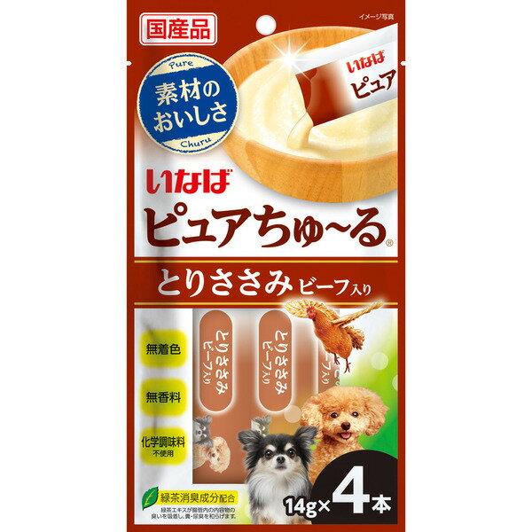 Rakuten - いなば ピュアちゅ〜る とりささみ ビーフ入り 14g×4本 ［ちゅーる］〔260309113do〕