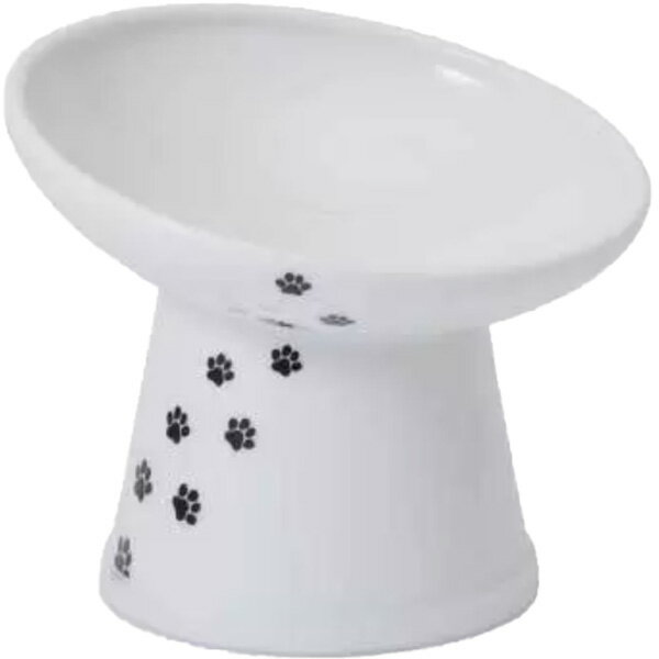 フードが手前に集まるので食べやすく、浅広設計の器でひげが当たるのを防止します。比較的マズルが短めの猫ちゃんや長毛種の猫ちゃんにおすすめのフードボウルです。 【 材質・成分・素材など 】 磁器製 【 サイズ 】 器部分：直径15.5cm、深さ...