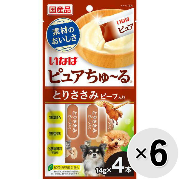 Rakuten - 【セット販売】いなば ピュアちゅ〜る とりささみ ビーフ入り （14g×4本）×6コ ［ちゅーる］