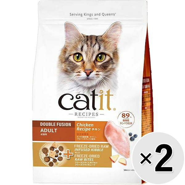 Catit Recipes成猫用は高品質良質な動物性タンパク質を配合し、強い健康な筋肉と体の活力をサポートするように設計されています。動物性と植物性脂肪のブレンドにより、皮膚と被毛の健康を維持し、免疫のサポートもします。バランスにこだわった炭水化物が消化しやすいエネルギーを提供し、日常の活動に力を与えます。プレバイオティクスとプロバイオティクスが良い健康な腸内環境を促進しの維持を助け、最適な消化をサポートします。 ＜総合栄養食＞ 【 原材料 】 骨抜き鶏肉、チキンミール、エンドウ豆、レンズ豆、オートミール、鶏脂肪、ナチュラルチキンフレーバー、大麦、フリーズドライ（チキン、サツマイモ、カボチャ、タラ肝、緑イ貝、昆布）、アルファルファミール、エンドウ豆繊維、魚油、リンゴ、ブルーベリー、ニンジン、クランベリー、カボチャ、ショウガ、イヌリン、酵母エキス、ユッカエキス、ビフィズス菌発酵産物、エンテロコッカスフェシウム菌発酵産物、ラクトバチルスアシドフィルス菌発酵産物、ラクトバチルスカゼイ菌発酵産物、ヒマワリ油、キャノーラ油、ビタミン類（コリン、E、C、ナイアシン、パントテン酸、B2、A、B1、B12、K、B6、ビオチン、D3、葉酸）、ミネラル類（カリウム、ナトリウム、亜鉛、鉄、カルシウム、マンガン、銅、セレン、ヨウ素）、アミノ酸類（タウリン、DL-メチオニン、L-リジン）、酸化防止剤（ビタミンE、クエン酸、ローズマリー抽出物） 【 保証分析値 】 たんぱく質：34.0％以上、脂質：15.0％以上、粗繊維：5.0％以下、灰分：9.0％以下、水分：10.0％以下 【 代謝エネルギー 】 370kcal/100g 【 原産国 】 キブル：カナダ、フリーズドライ：タイ 【 製造日からの賞味期限 】 24ヶ月 【 メーカー名 】 ジェックス 【 JANコード 】 4972547928450