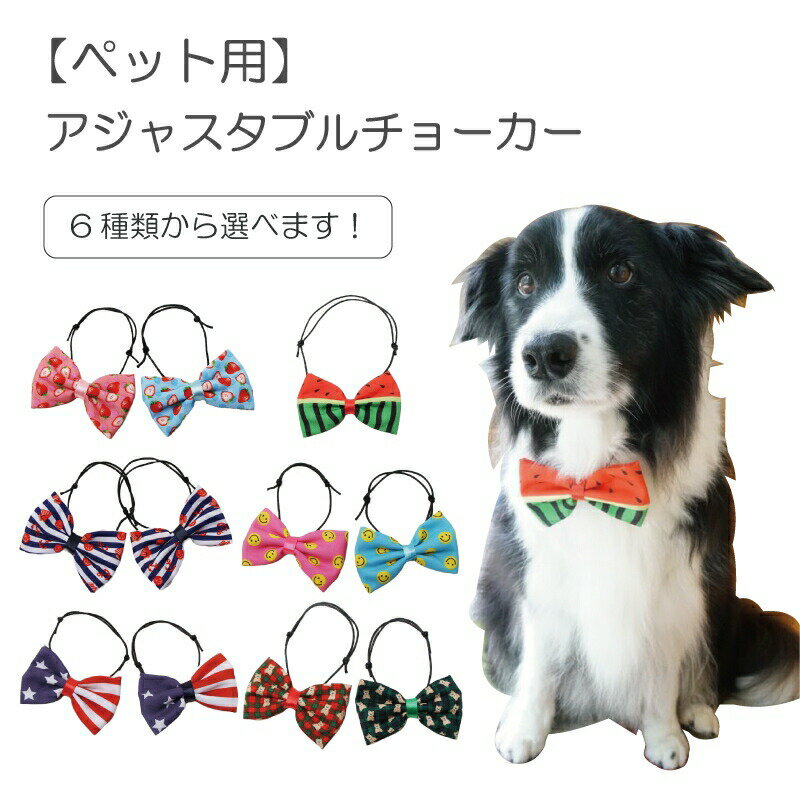 【ゆうパケット360円】ペット用 選べるアジャスタブルチョーカー 10本入 犬猫 首飾り 蝶ネクタイ 調整できる サロン トリマーさんオススメ メール便6点までOK