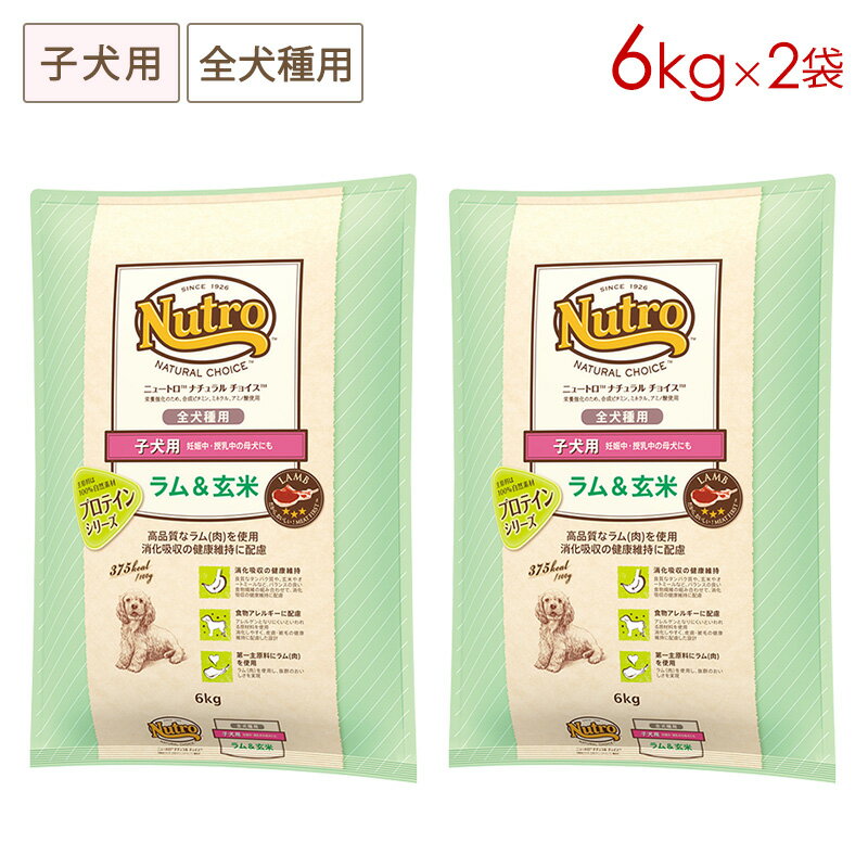 (2袋セット) ニュートロ ナチュラルチョイス プロテインシリーズ 子犬用 全犬種用 ラム＆玄米 6kg×2袋 正規品 ND365