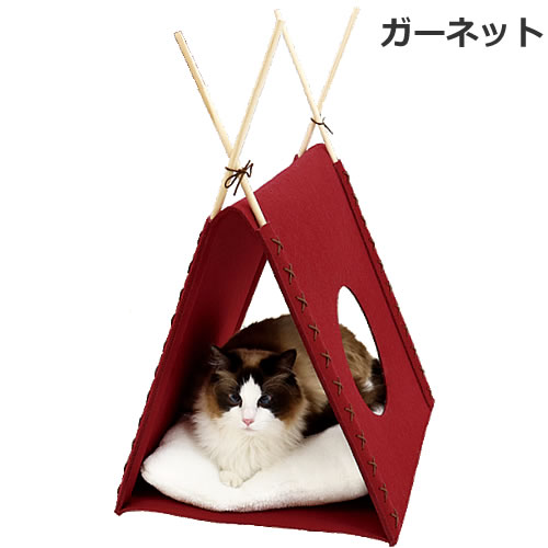 ☆ペッツルート ニャンとも さんかく屋根のおうち ガーネット [秋冬向け]猫用 あったか かわいい ベッド..