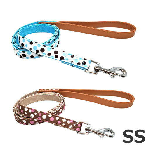 【メール便】リードック 水玉リード ホワイト/ブラウン SS 引ひも 犬用リード お散歩 お出かけ