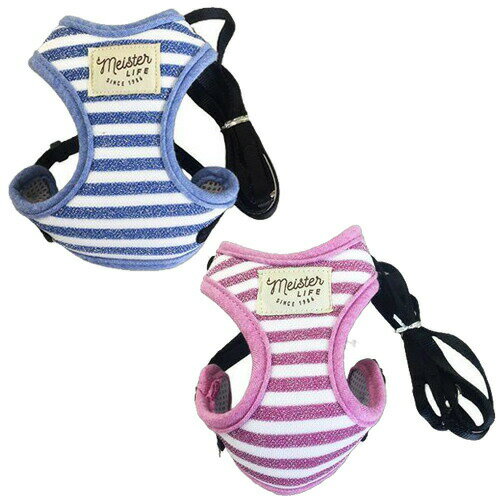 【メール便】カワノ産業 マイスターライフキャット ソフティハーネスリード ラメボーダー ブルー/ピン..