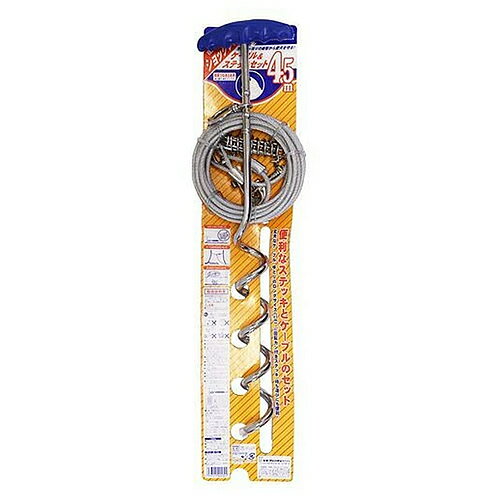 ドギーマンハヤシ ケーブル＆ステッキセット 犬用品 係留用ワイヤーリード ショックレス付 お出かけ キャンプ