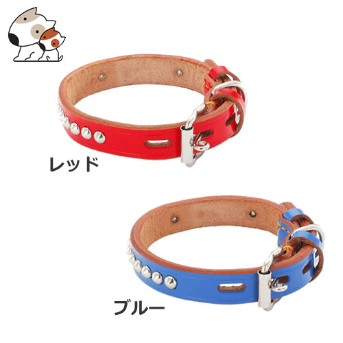 ★【数量限定価格】ペティオ 手縫平首輪中一 27mm レッド/ブルー 犬首輪 中型犬