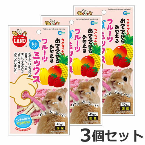【メール便】3個セット マルカン おててからあたえるフルーツミックス 45g×3個セット おやつ 小動物 うさぎ モルモット チンチラ 送料無料(4)