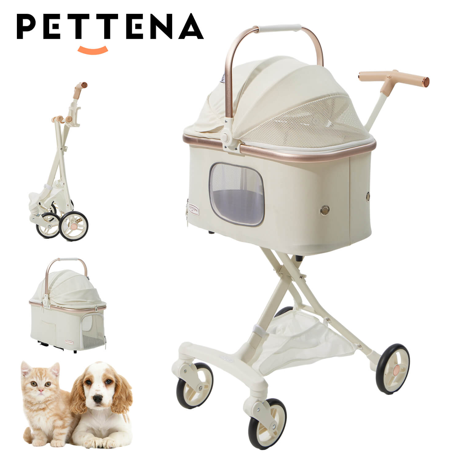 PETTENA ペットカート 小型犬 軽快走行 分離式 4輪