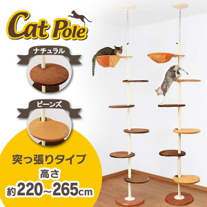 ★5％OFFクーポン有！★ キャットタワー 突っ張り スリム 大型猫 おしゃれ 省スペース 猫タワー 猫用品 爪とぎ 多頭飼い 子猫 シニア ネコタワー ハンモック ポール キャットポール ナチュラル 木登り タワー ボンビアルコン