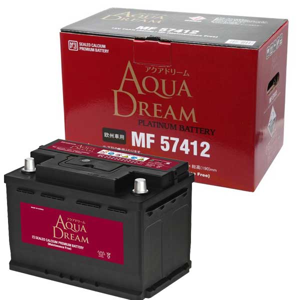 AQUADREAM バッテリー MF57412 送料無料VW トゥーラン ゴルフ シロッコ ミニ R55 R56 GOLF VW MINI A3 A4 アクアドリーム